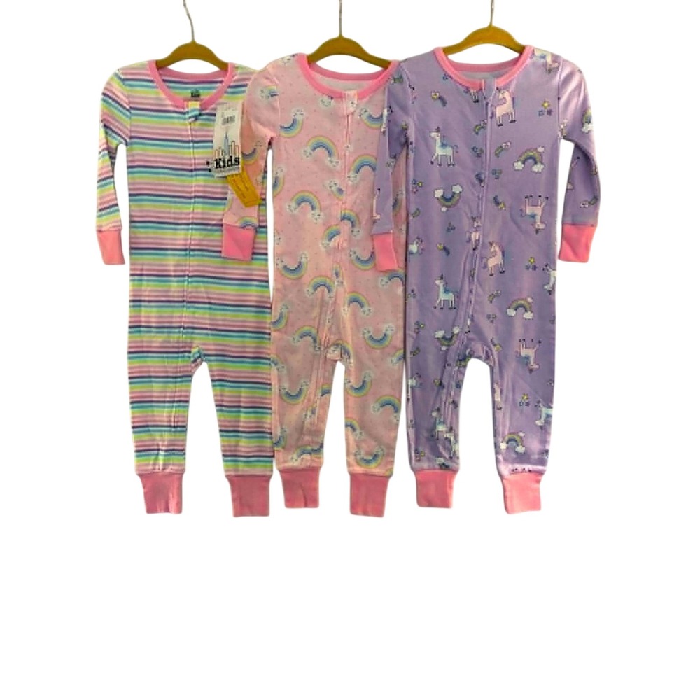 Kids Headquarters Pajamas Baby 18M Pink Purple Rainbow Unicorn 3 Pack Sleepers